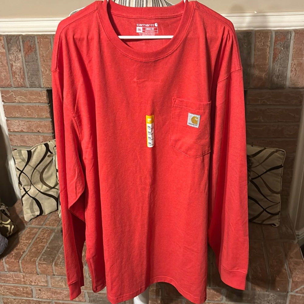 Carhartt Bold Dark Orange-Red Long Sleeve Tee XXL Men
